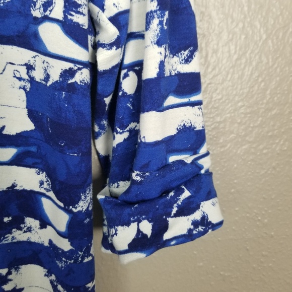 Peck & Peck Blue, White, Black PXL 3/4 Sleeve Top - Picture 2 of 5